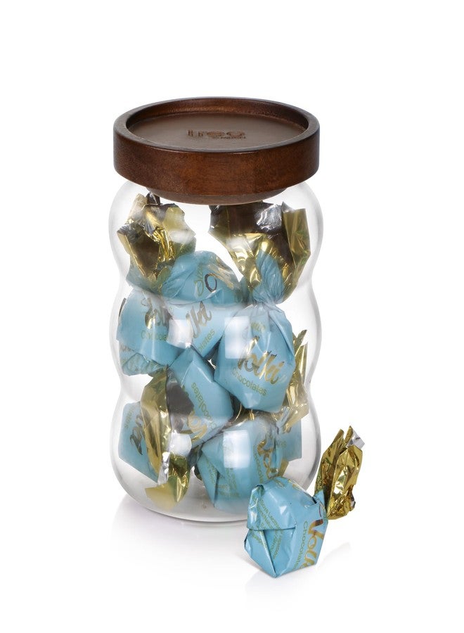 Treo by Milton Belly Storage Jar With Wooden lid, 500 ml, Transparent | Storage Jar | Refrigerator Safe | Air Tight | Dishwasher and Microwave Safe | Light Weight - Image 1